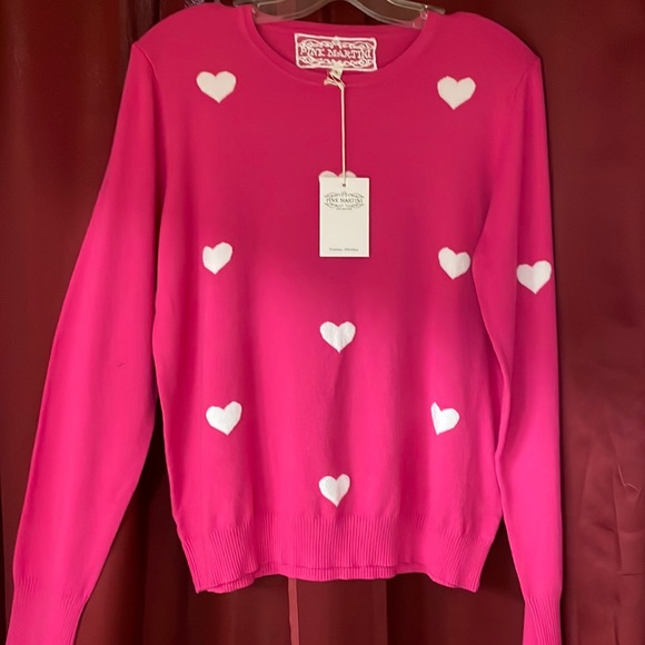 Pink Martini Sweaters - PINK MARTINI OH MY HEART SWEATER -PINK